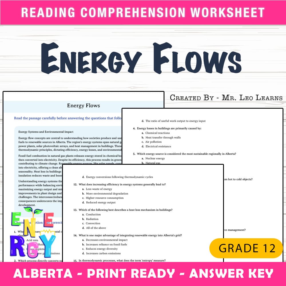 Grade 12 Science worksheet mcq paper worksheet — Grade 12 Science — Worksheet MCQ Paper for Mastering Energy Flows — page 1