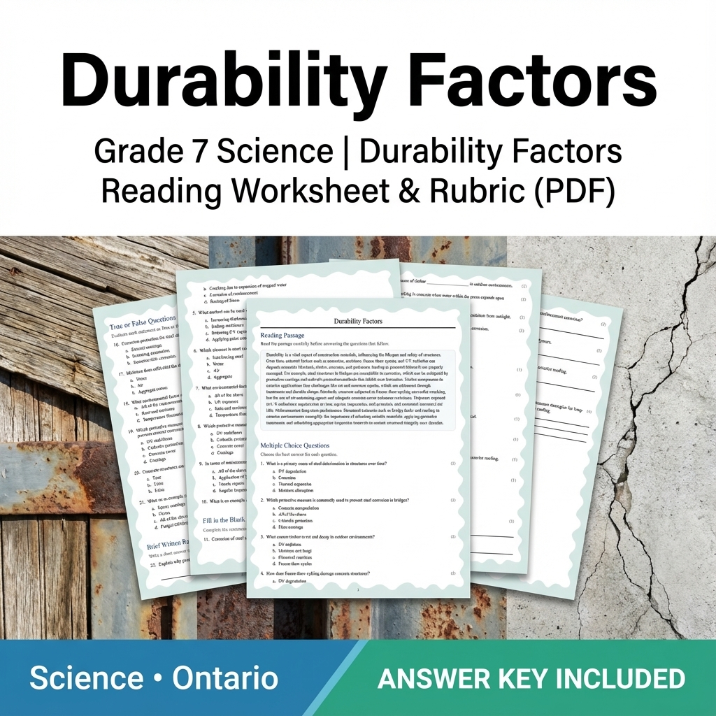 Grade 7 Science Unit Bundle – Structural Engineering & Material Testing  — included worksheet 3