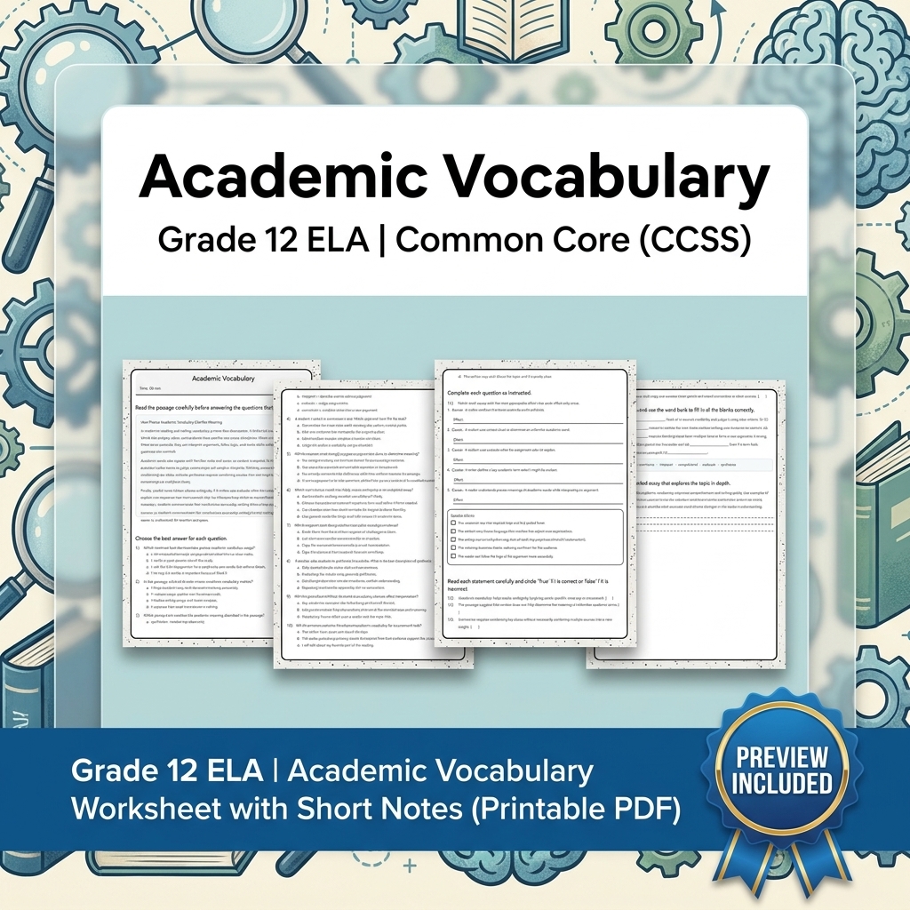 Grade 12 ELA Evidence-Based Reading & Writing Full-Year Bundle (CCSS) — included worksheet 4