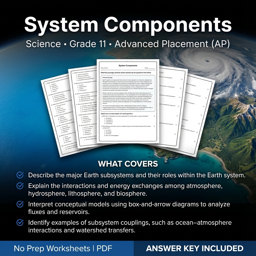 Grade 11 Science Worksheet Bundle | Earth's Systems, Chemistry & Physics — included worksheet 4