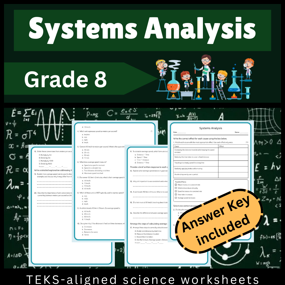 Grade 8 Science Worksheet Bundle | Ecosystems, Matter, Motion & More (TEKS Aligned) — included worksheet 6