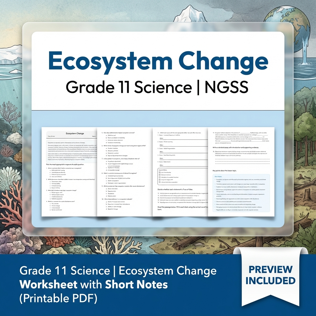 Grade 11 Science NGSS Worksheet Bundle – Ecosystem, Genetics & Physics Topics — included worksheet 3