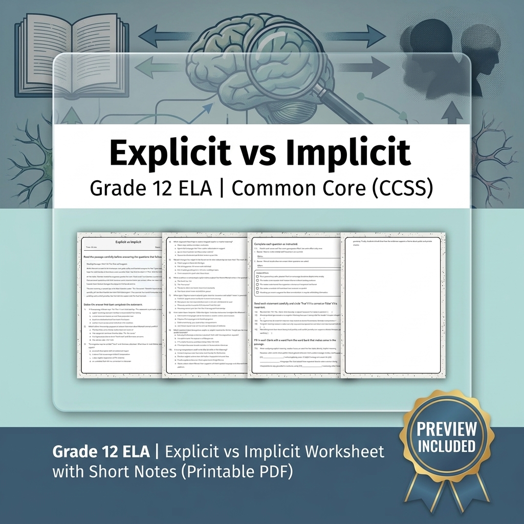 Grade 12 ELA Evidence-Based Reading & Writing Full-Year Bundle (CCSS) — included worksheet 5