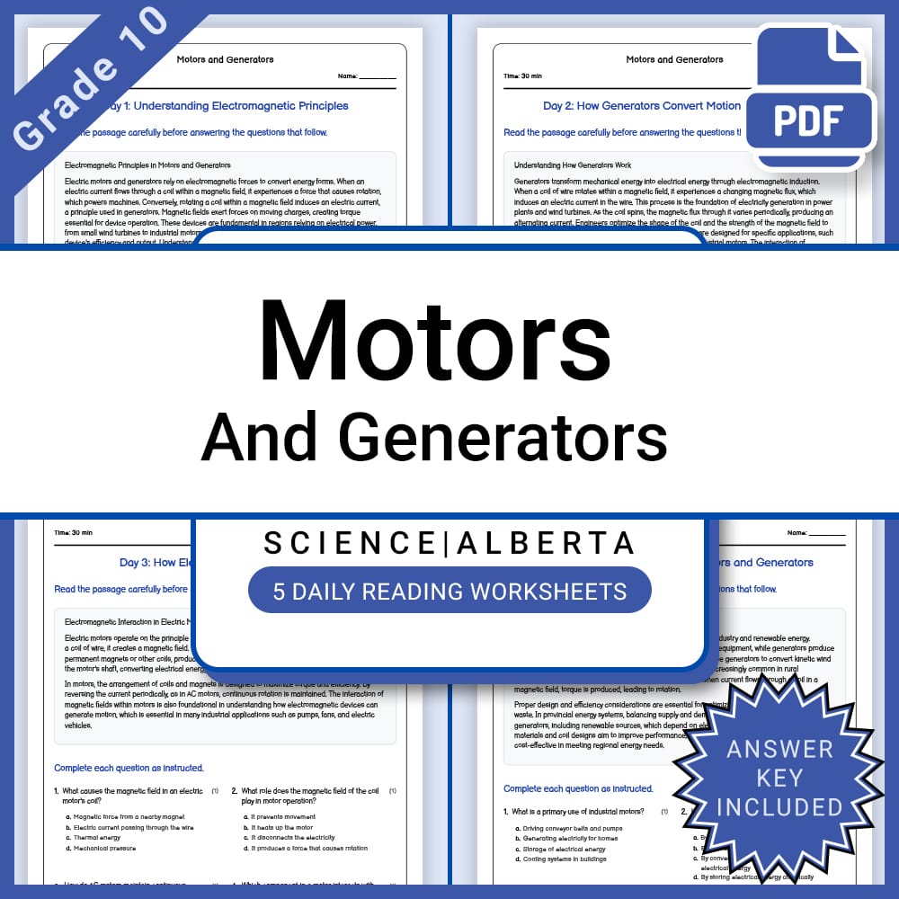 Grade 10 Science Lesson Group | Energy and Electricity Alberta Framework — included worksheet 1