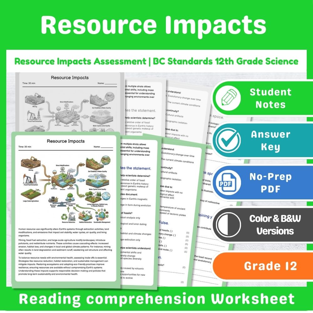 Grade 12 Science Mini Bundle – Plate Tectonics & Geoscience Assessment — included worksheet 2