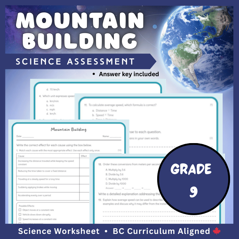 Grade 9 Science | Mountain Building Worksheet (PDF) – BC Standards & Activities