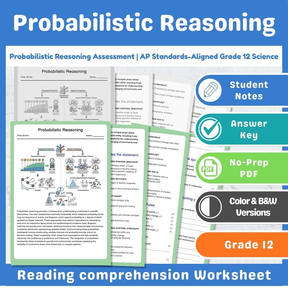 Grade 12 Science assessment worksheet — Probabilistic Reasoning Assessment | AP Standards-Aligned Grade 12 Science — page 1