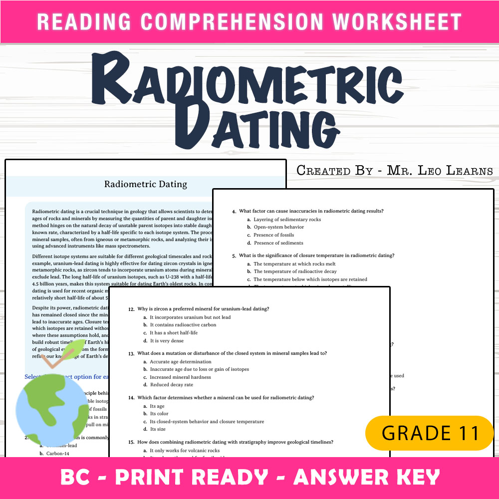 Grade 11 Science worksheet mcq paper worksheet — Grade 11 Science — Radiometric Dating Worksheet MCQ Paper for Mastery — p…