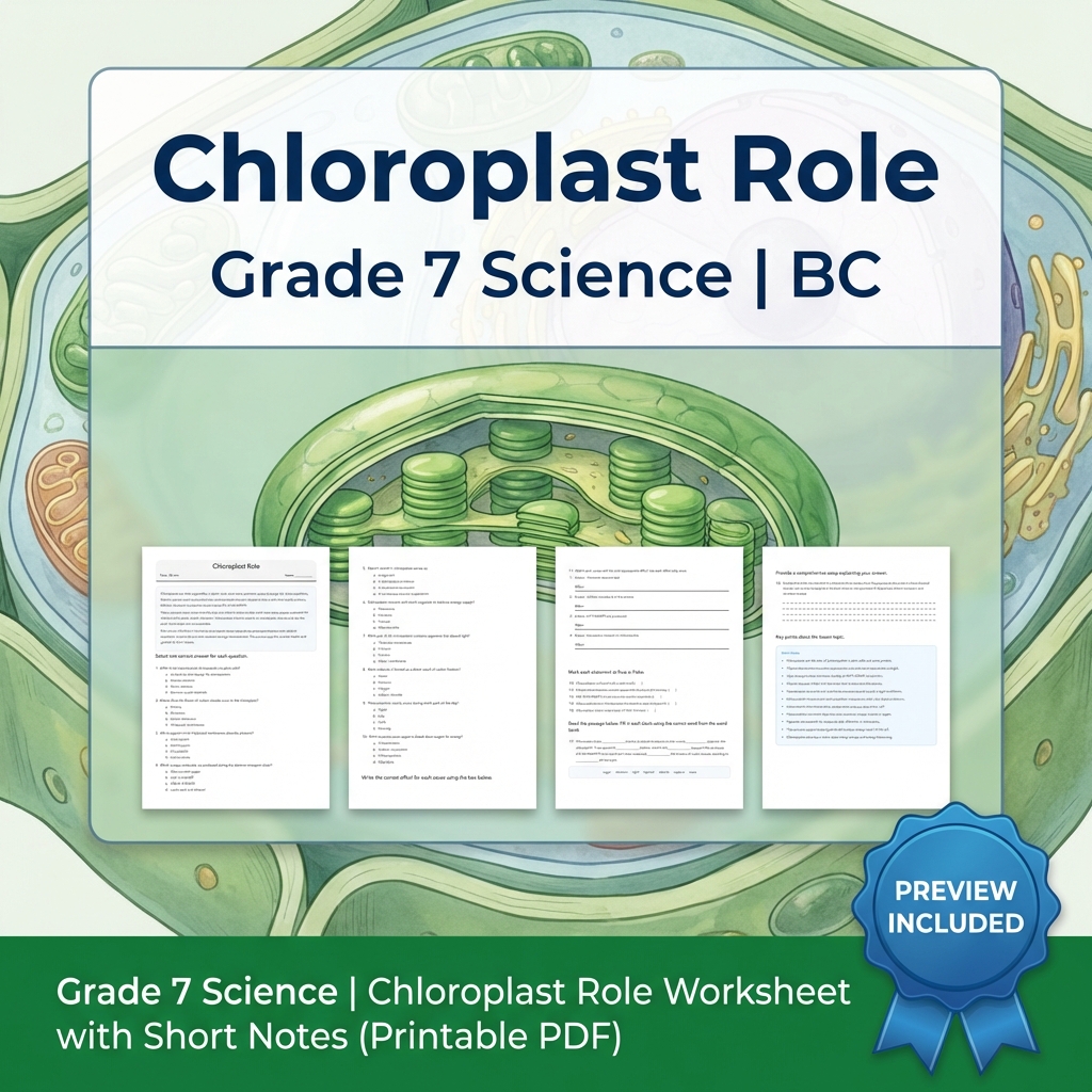 Grade 7 Science Full Year Bundle Ecosystems, Cells & Earth Processes Worksheets — included worksheet 2
