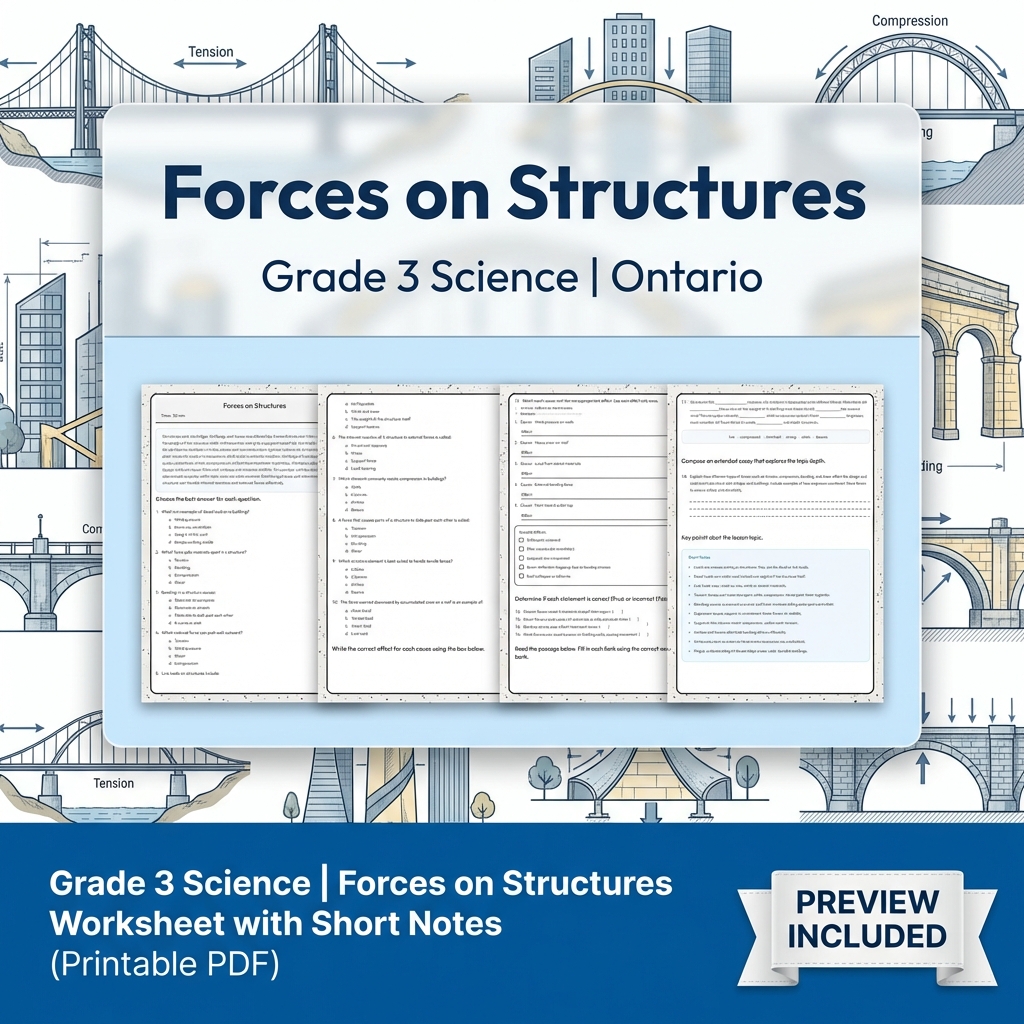Grade 3 Science Basic Structures & Materials Worksheet Bundle | Ontario   — included worksheet 3