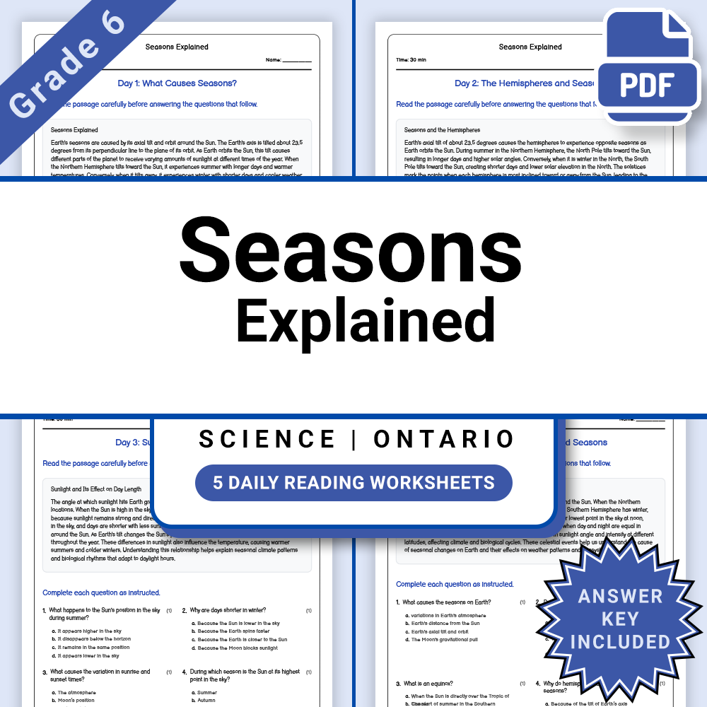 Grade 6 Science Lesson Bundle | Sun, Earth, Moon & Space Concepts — included worksheet 1