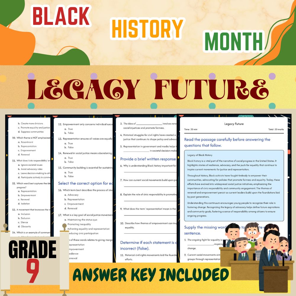 Grade 9 Black Friday Worksheet for Understanding Legacy & Future|PDF +Answer Key