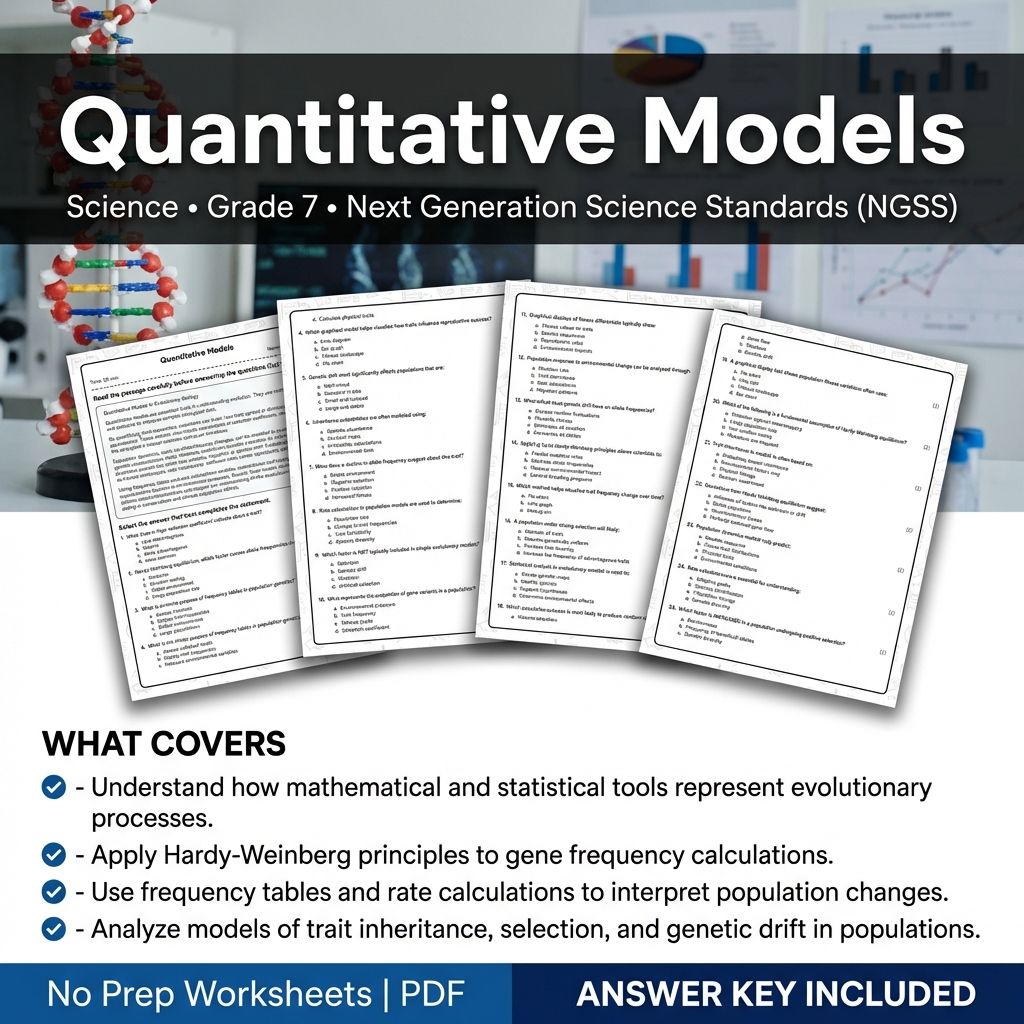 7th Grade Science | Quantitative Models Worksheet + Answer Key (Printable PDF)