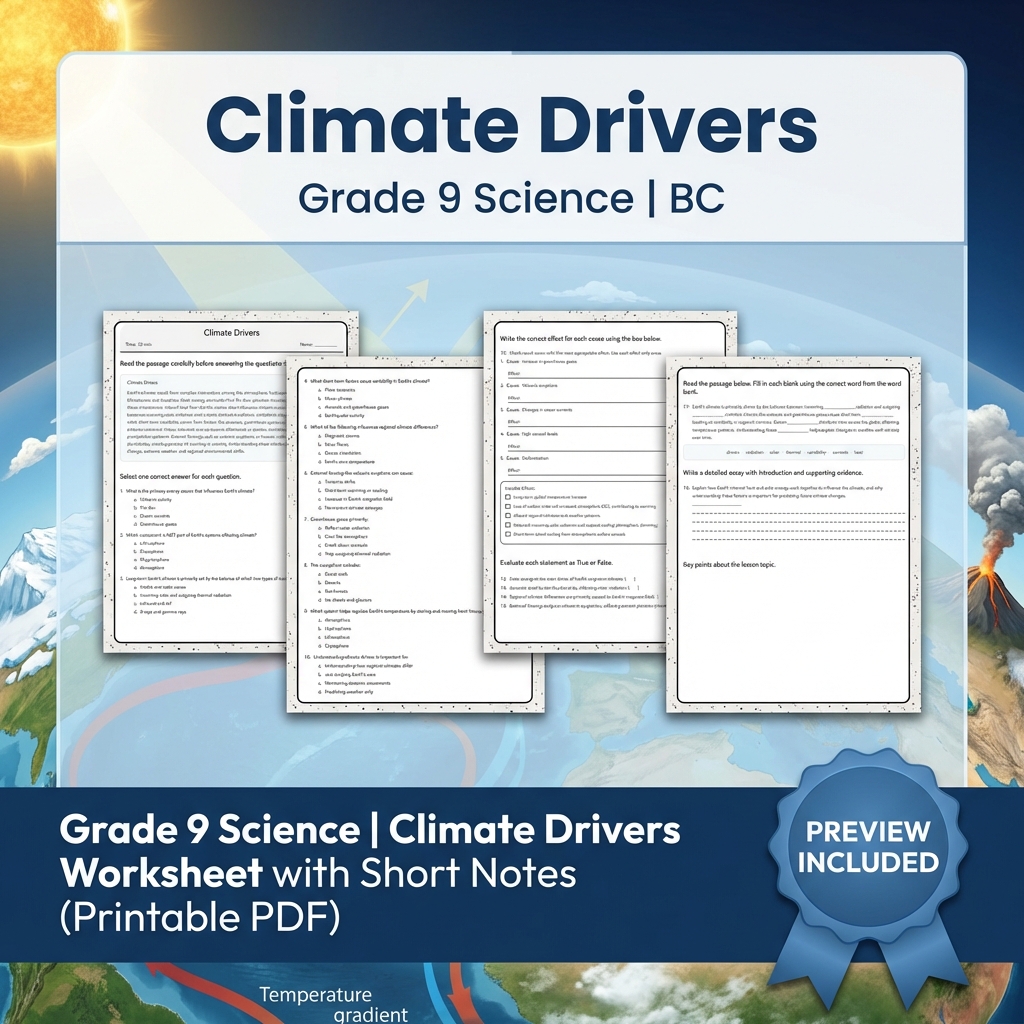 Grade 9 Science | BC Framework Lesson Bundle on Earth Systems & Climate — included worksheet 1