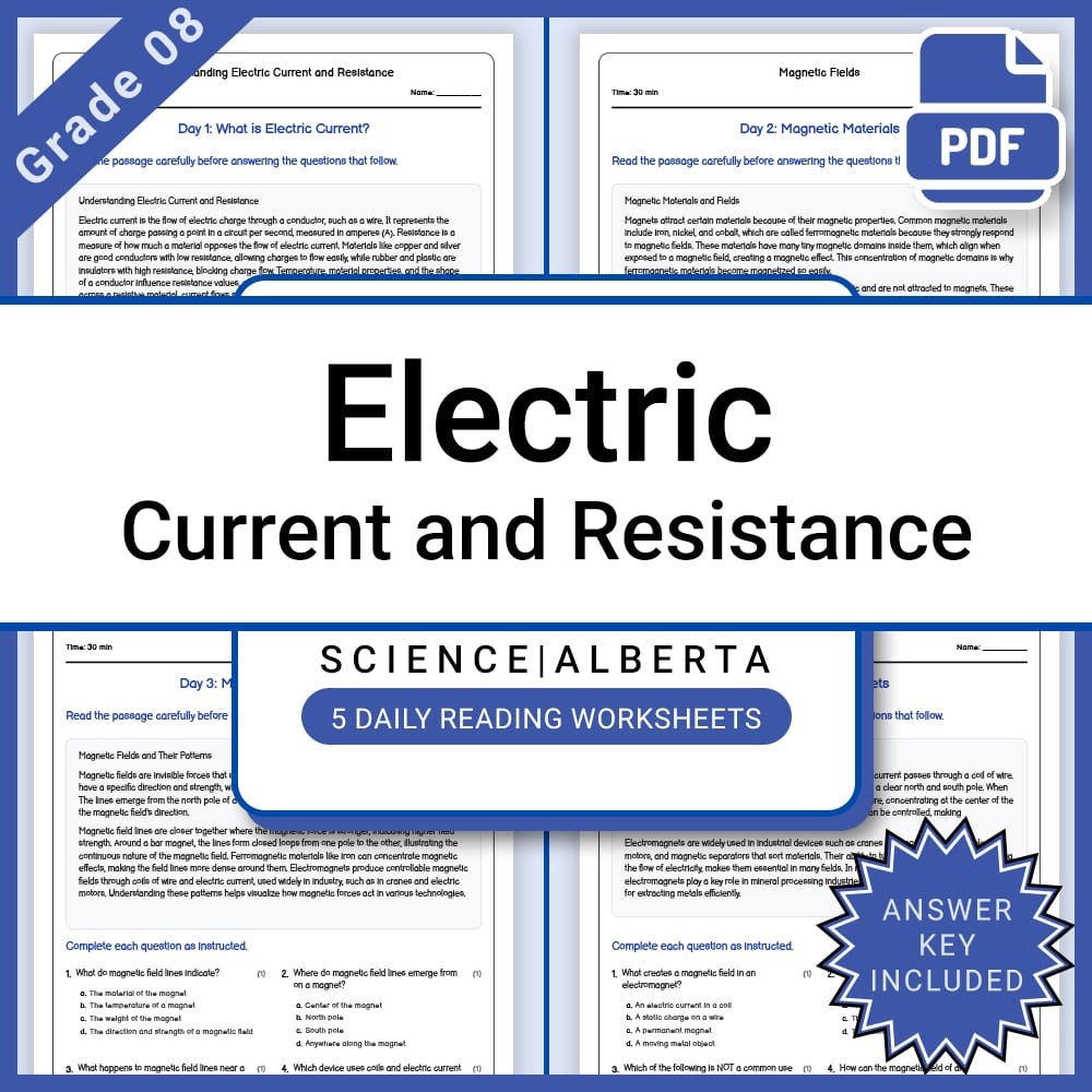 Grade 8 Science Lesson Bundle — Electricity, Circuits & Energy — included worksheet 1