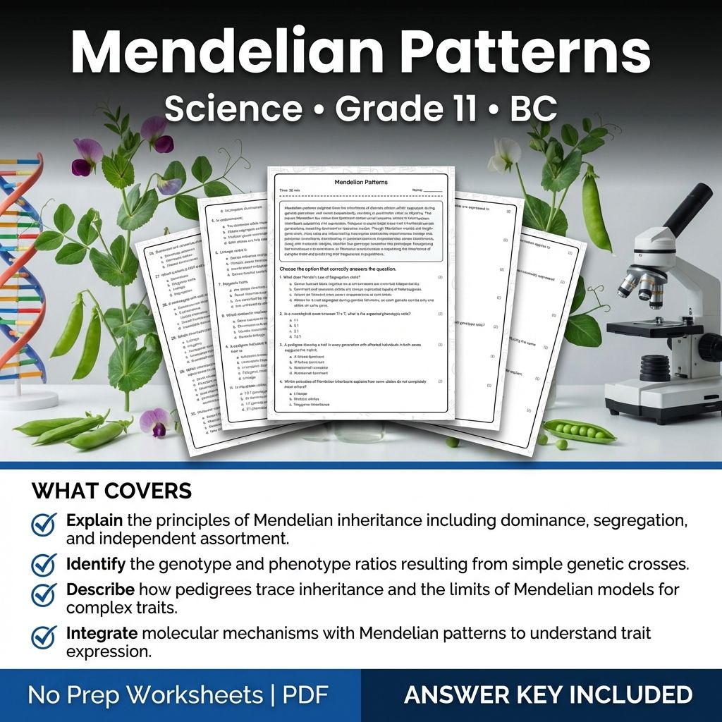 11th Grade Science | Mendelian Patterns Worksheet & Answer Key PDF