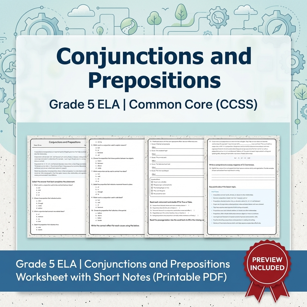 Grade 5 Text Evidence, Writing, and Language ELA Full-Year Bundle — included worksheet 5