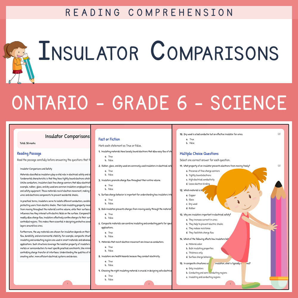 Grade 6 Science worksheet worksheet — Grade 6 Science | Insulator Comparisons Worksheet & Answer Key (PDF) — page 1