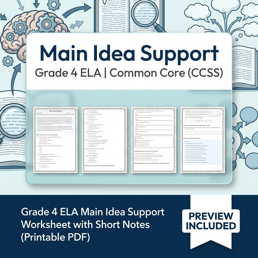 Grade 4 Text Evidence and Structure ELA Lesson Bundle Aligned to CCSS — included worksheet 1
