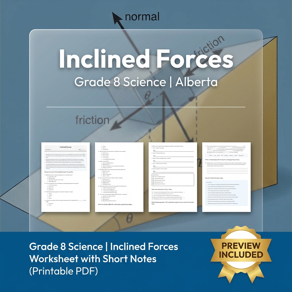 Grade 8 Science Forces & Motion UNIT Bundle – Alberta Curriculum  — included worksheet 2