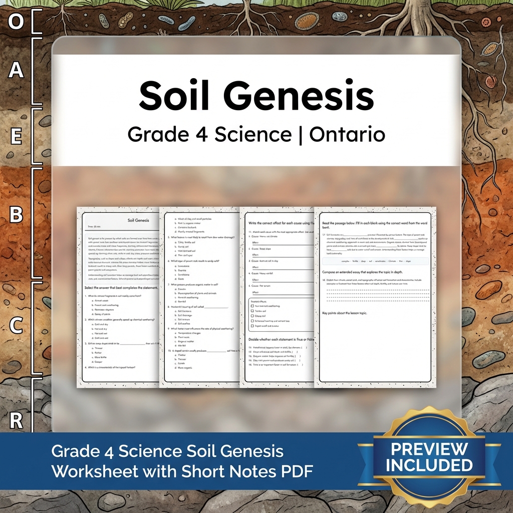 Grade 4 Science Lesson Bundle | Earth & Soil Topics for Ontario — included worksheet 1