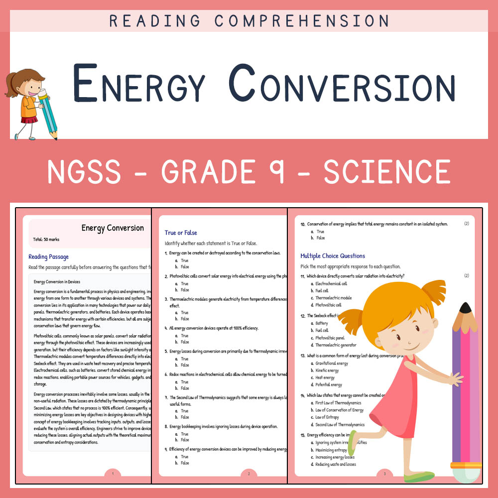 Grade 9 Science worksheet worksheet — Grade 9 Science | Energy Conversion Worksheet (PDF + Answer Key) – NGSS Aligned — pa…