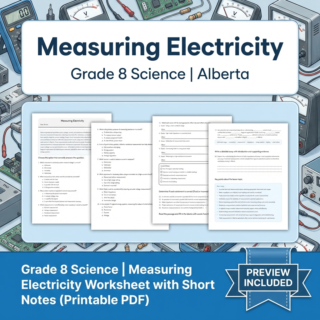 Grade 8 Science Worksheet Bundle | Alberta Standards | Year-Long Assessment Pack — included worksheet 3