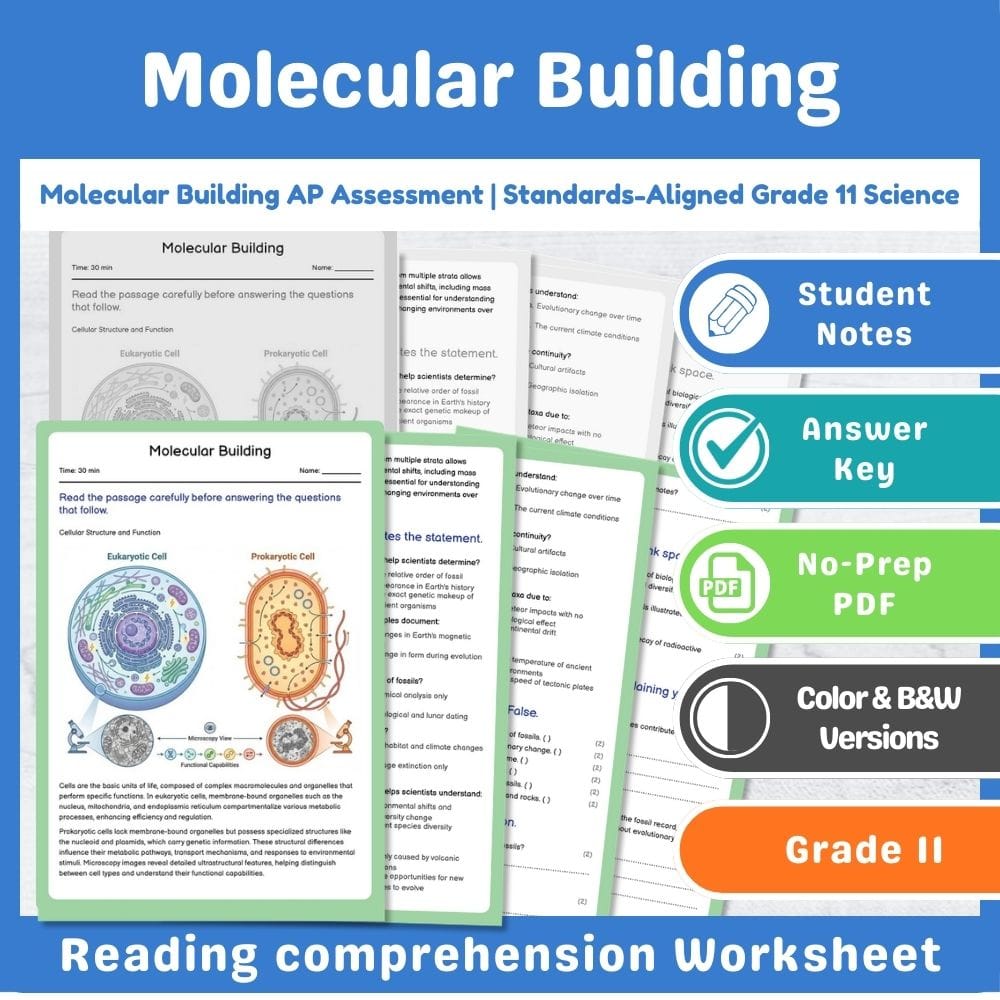 Grade 11 Science assessment worksheet — Molecular Building AP Assessment | Standards-Aligned Grade 11 Science — page 1