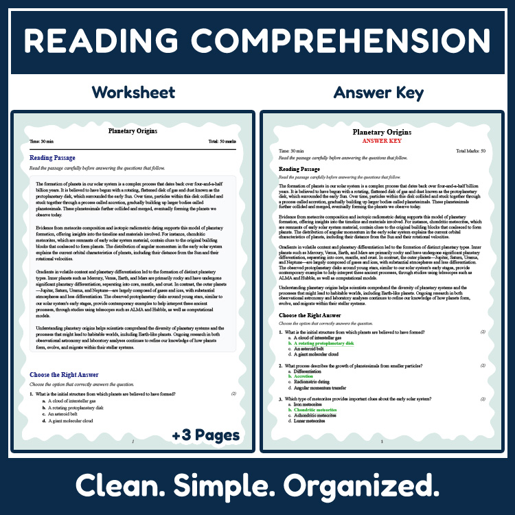 Grade 9 Science reading worksheets worksheet — 9th Grade Science | Planetary Origins Reading Worksheet (PDF + Rubric) — pa…
