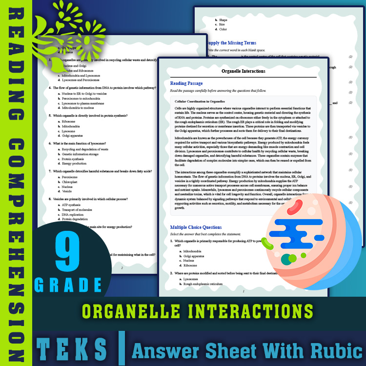 Grade 9 Science reading worksheets worksheet — 9th Grade Science | Organelle Interactions Reading Worksheet with PDF Answe…