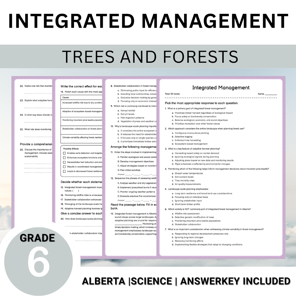 Grade 6 Science | Tree Anatomy, Ecology & Conservation Unit Worksheet Bundle — included worksheet 2