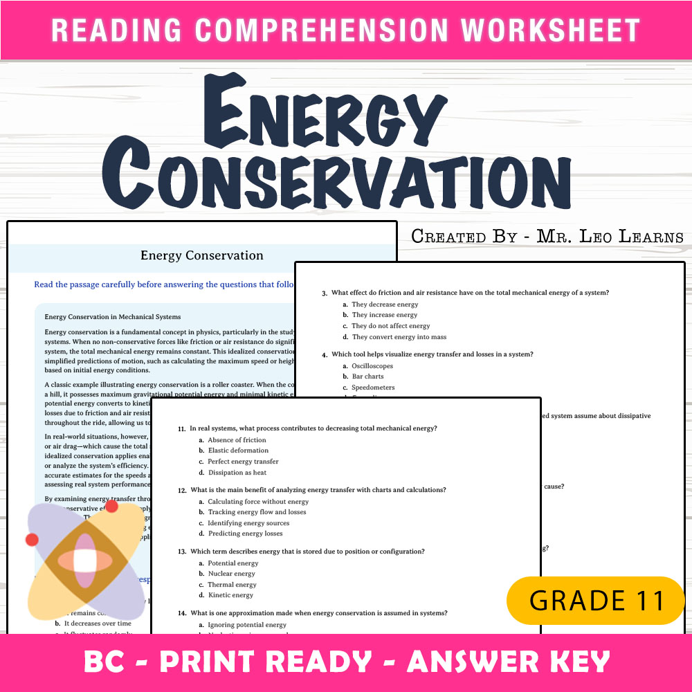 Grade 11 Science worksheet mcq paper worksheet — Grade 11 Science — Worksheet MCQ Paper for Mastering Energy Conservation…