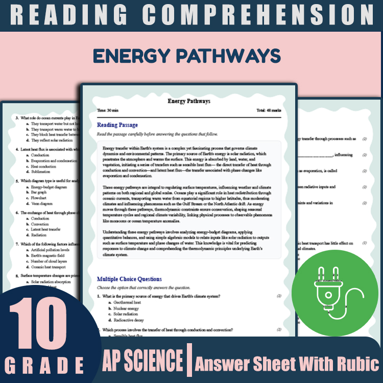 Grade 10 Science reading worksheets worksheet — 10th Grade Science | Energy Pathways Reading Worksheets (PDF + Rubric) — p…
