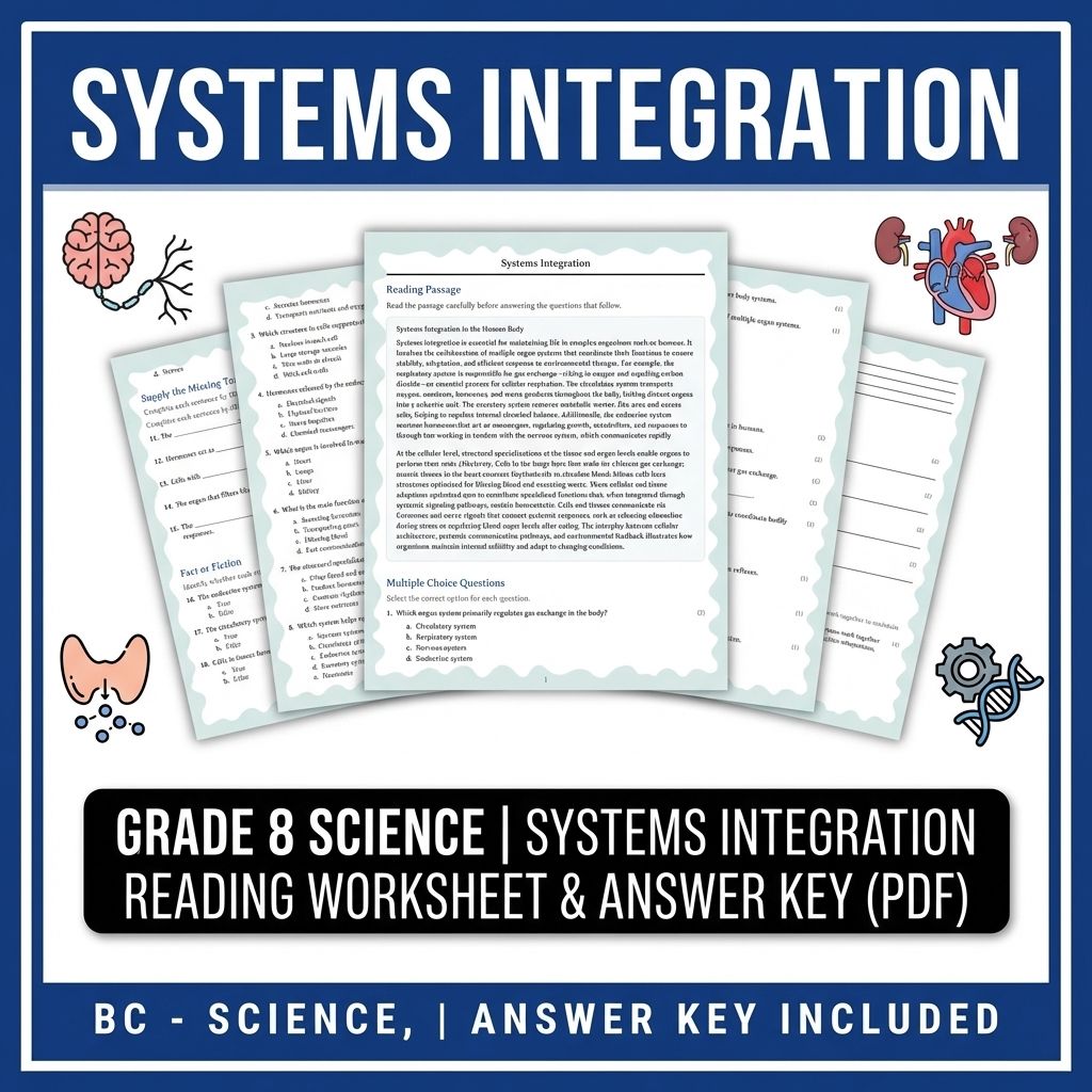 Grade 8 Science | Systems Integration Reading Worksheet & Answer Key (PDF)
