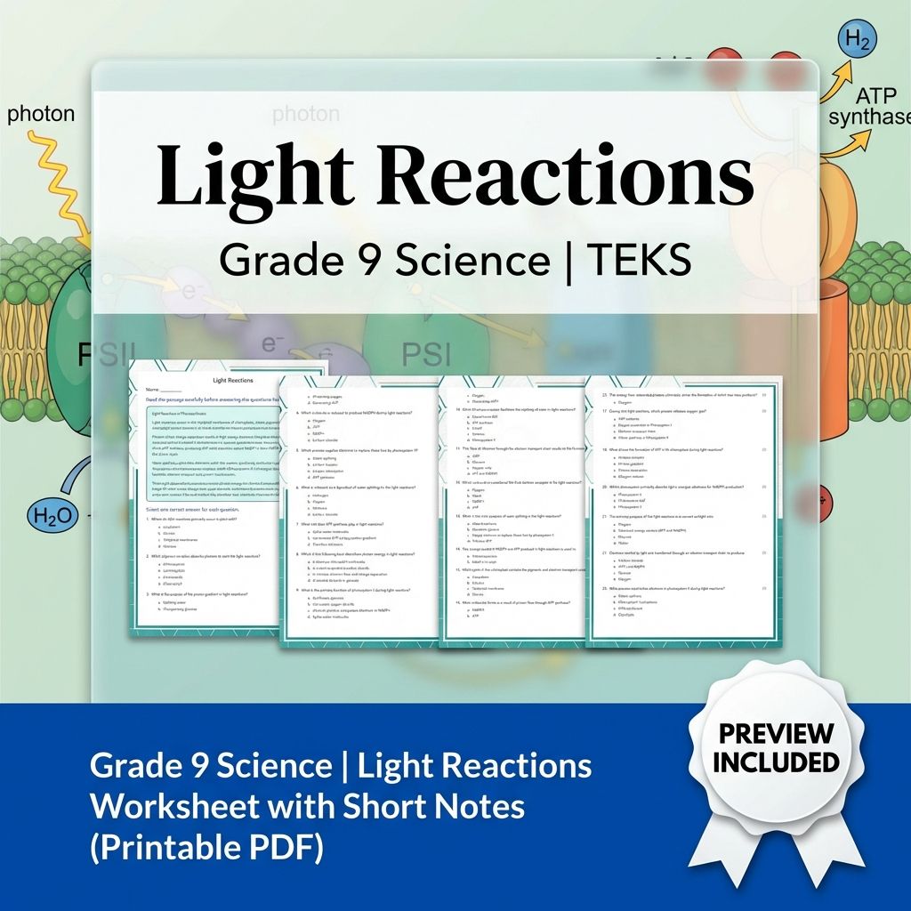 Grade 9 Science Worksheet Bundle: Cell Biology, Genetics & Ecology (Collection) — included worksheet 5
