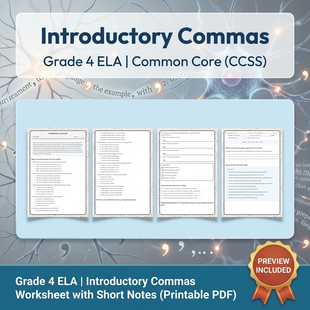 Grade 4 Text Evidence, Language & Writing ELA Full-Year Bundle: CCSS — included worksheet 3