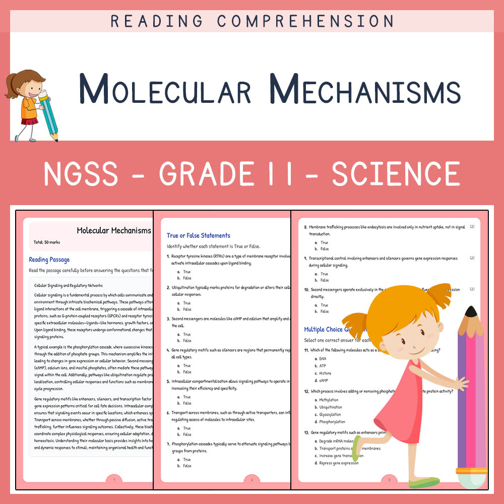 Grade 11 Science worksheet worksheet — Grade 11 Science | Molecular Mechanisms Worksheet & Answer Key (NGSS Aligned) — page 1