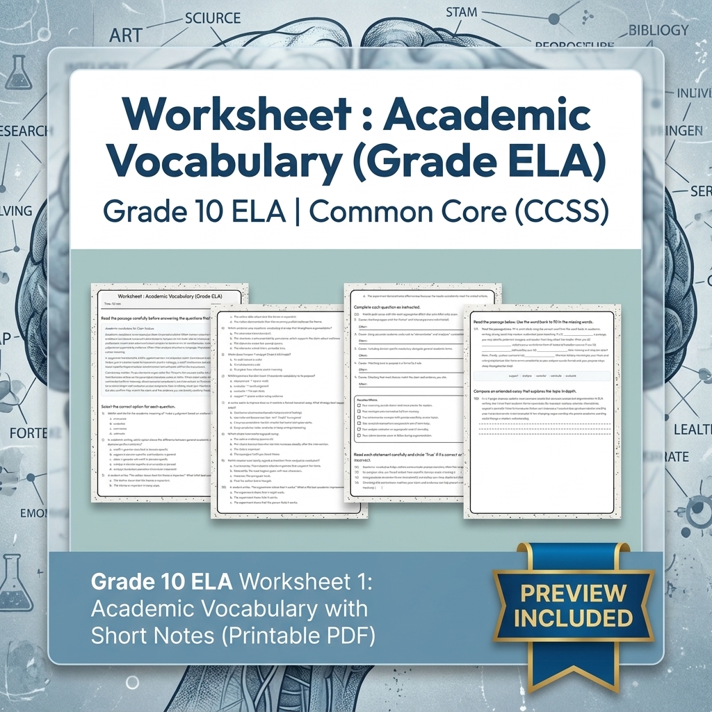 Grade 10 Source Integration & Writing Skills ELA Full-Year Bundle (CCSS) — included worksheet 6