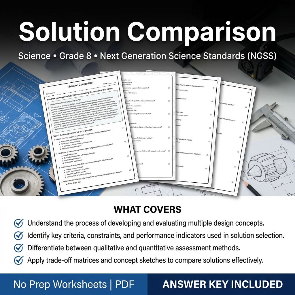 Grade 8 Science Worksheet | Solution Comparison Practice with Answer Key