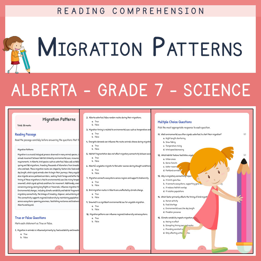 Grade 7 Science worksheet elena worksheet — Grade 7 Science Assessment | Migration Patterns Worksheet Elena | Alberta — pa…