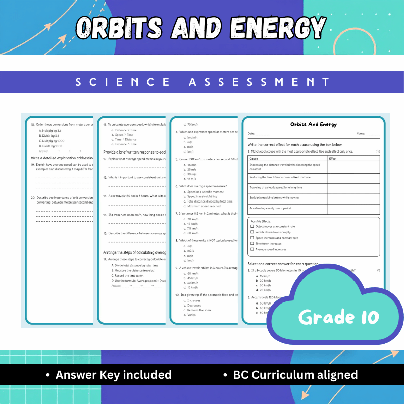 Grade 10 Science science 1 worksheet — Grade 10 Science | Orbits and Energy Worksheet (PDF) – BC Standards Practice