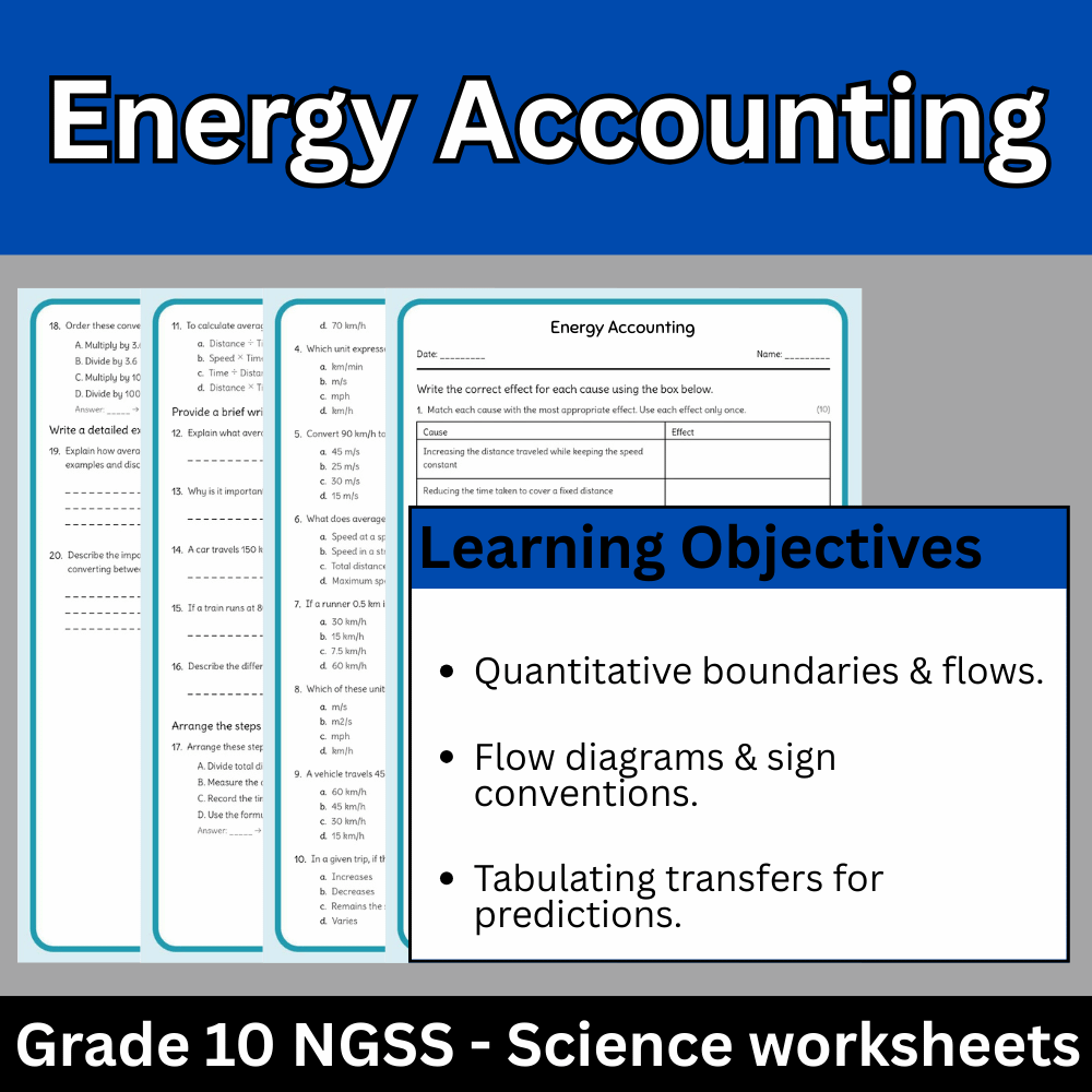 Grade 10 Science | Energy Accounting Worksheet (Answer Key) – NGSS Standard