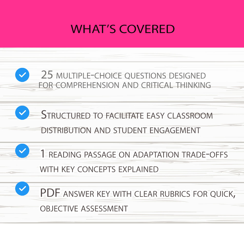 Grade 6 Science worksheet worksheet — Grade 6 Science – Adaptation Tradeoffs Worksheet for Mastery | PDF + Answer Key — pa…