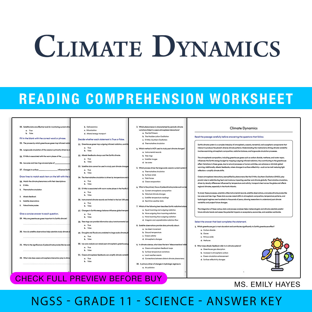 Grade 11 Science — worksheet — Grade 11 Science | Climate Dynamics Worksheet (PDF+ Answer Key) — page 1