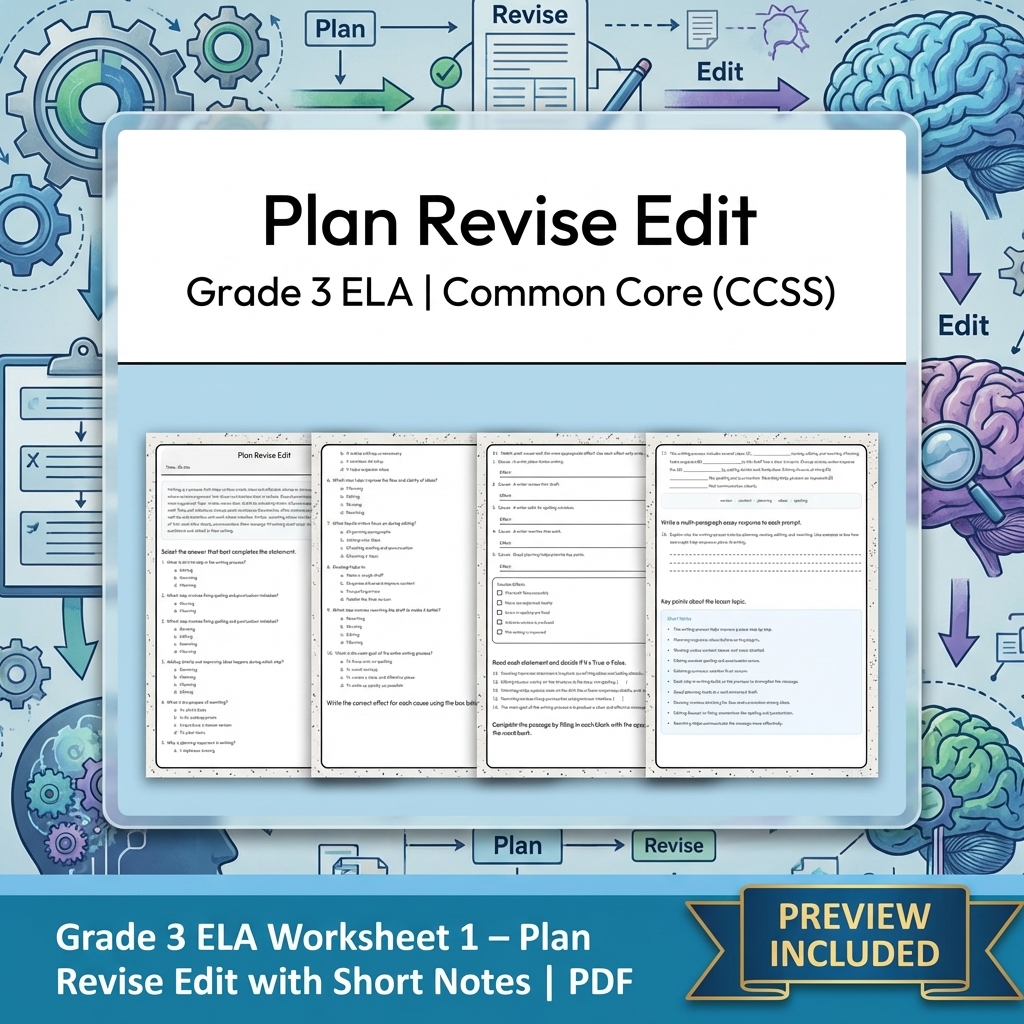 Grade 3 Writing and Text Evidence ELA Lesson Bundle – Common Core (CCSS) — included worksheet 1