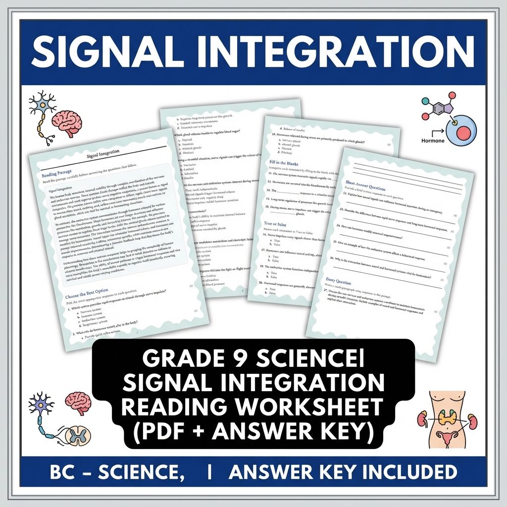 Grade 9 Science | Signal Integration Reading Worksheet (PDF + Answer Key)