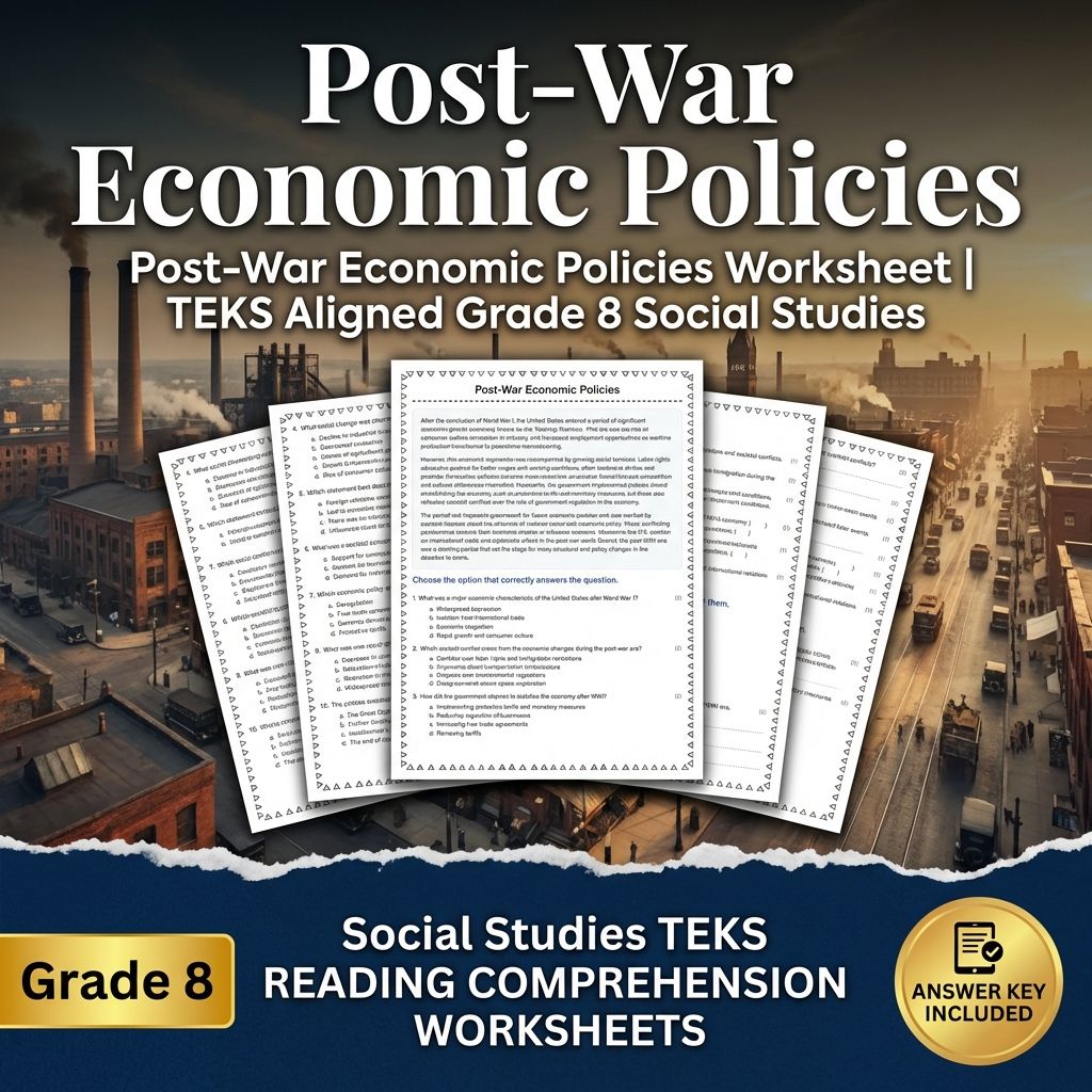 Post-War Economic Policies Worksheet | TEKS Aligned Grade 8 Social Studies