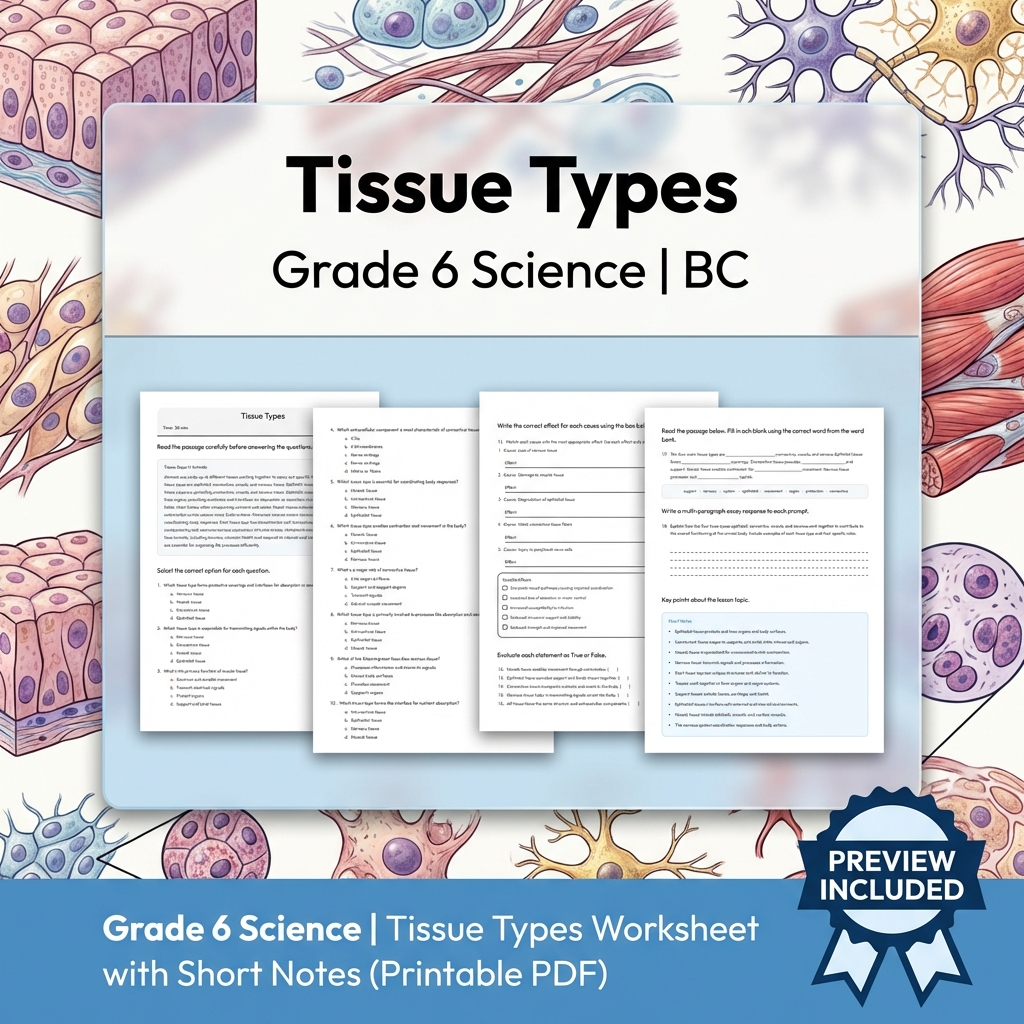 Grade 6 Science BC Ecosystems & Environmental Processes Worksheet Pack Full Year — included worksheet 3