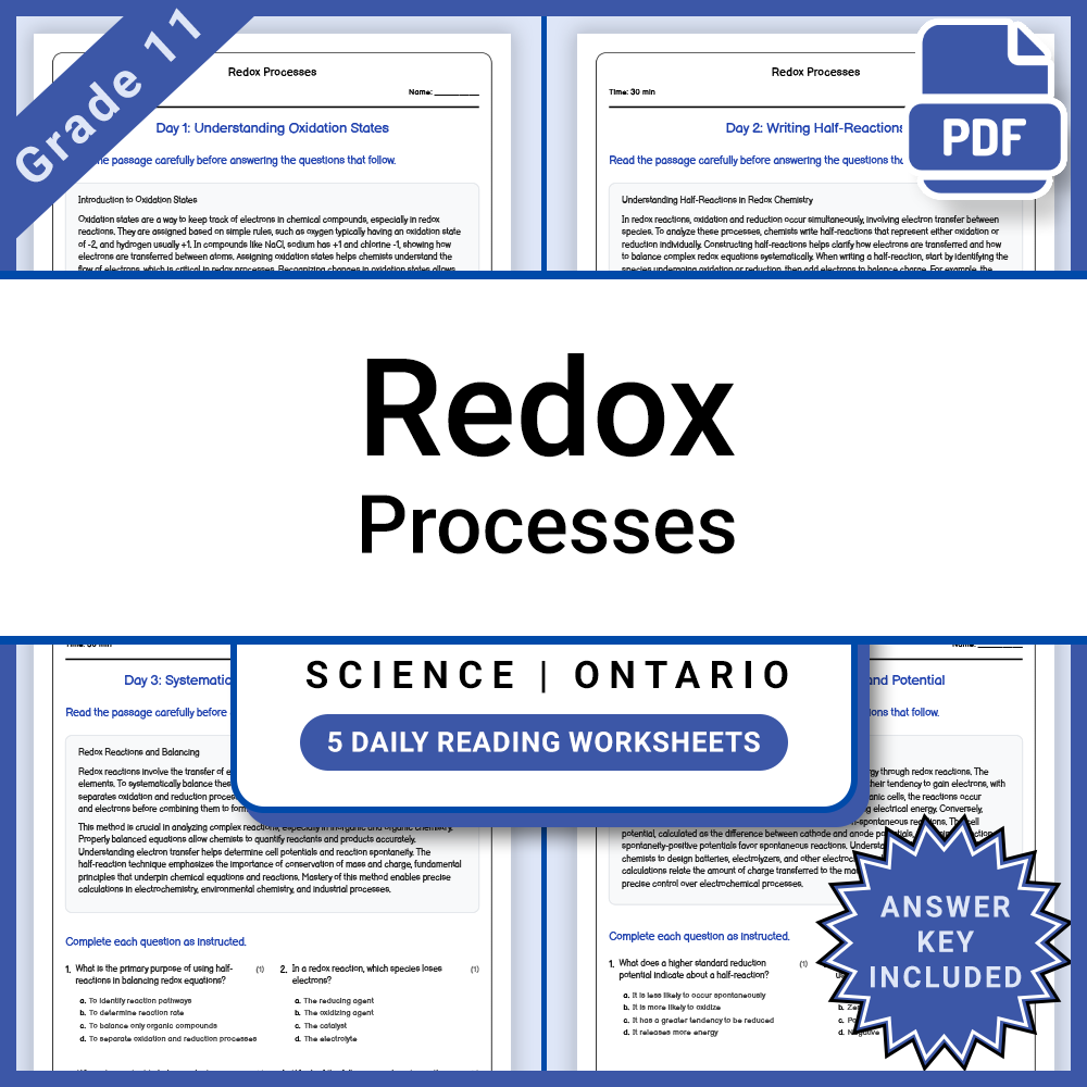 Grade 11 Science Lesson Bundle | Ontario Curriculum & Reading Worksheets — included worksheet 2