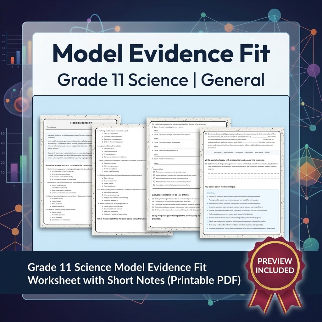 Grade 11 Science Modeling and Evidence Full-Year Bundle: General Framework — included worksheet 3